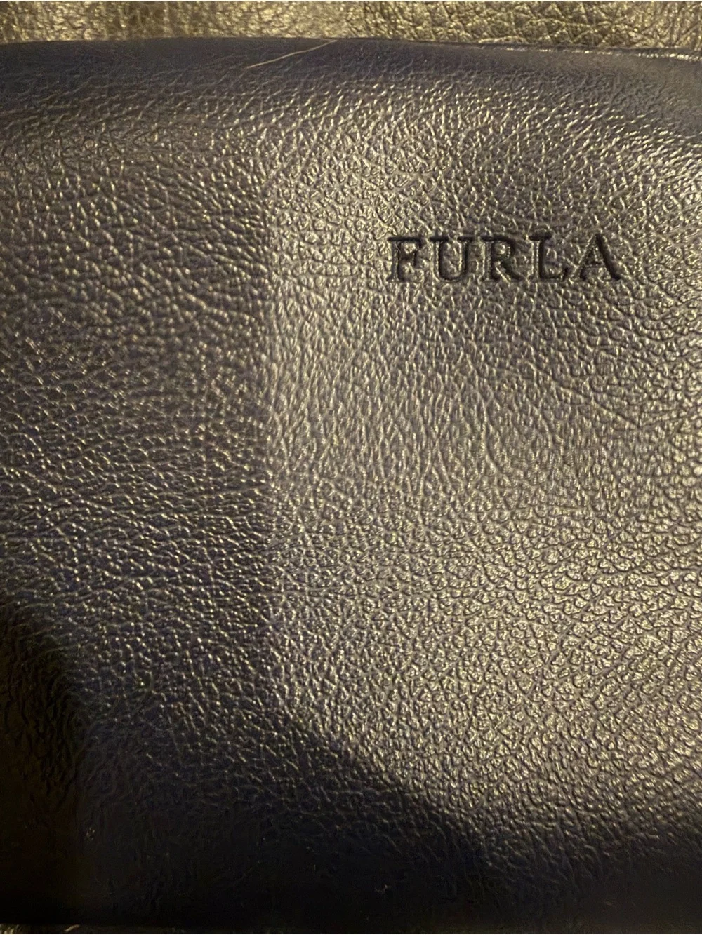 Furla Navy Leather Cosmetic Pouch